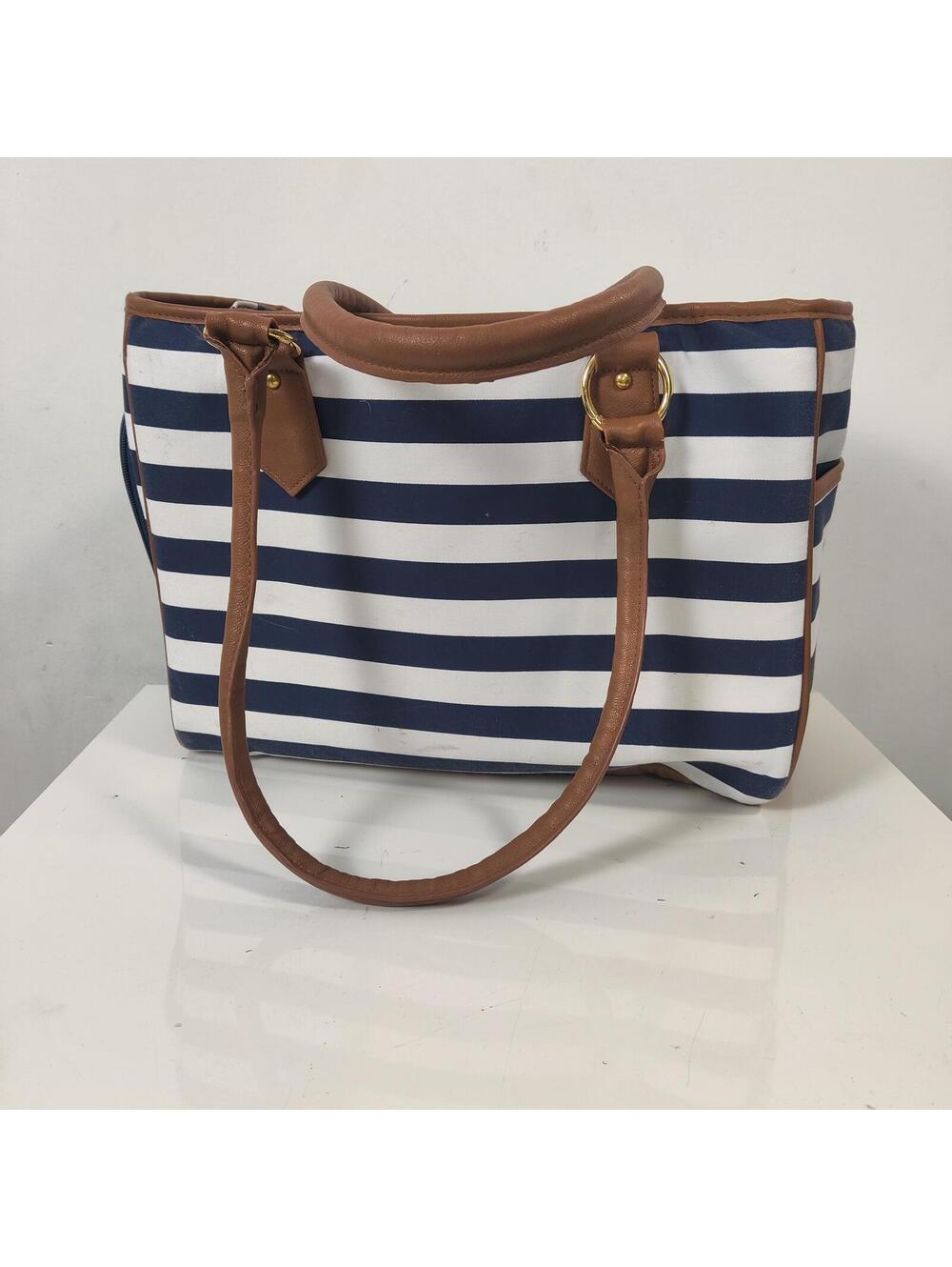 Navy & White Striped Pet Carrier / Tote Bag